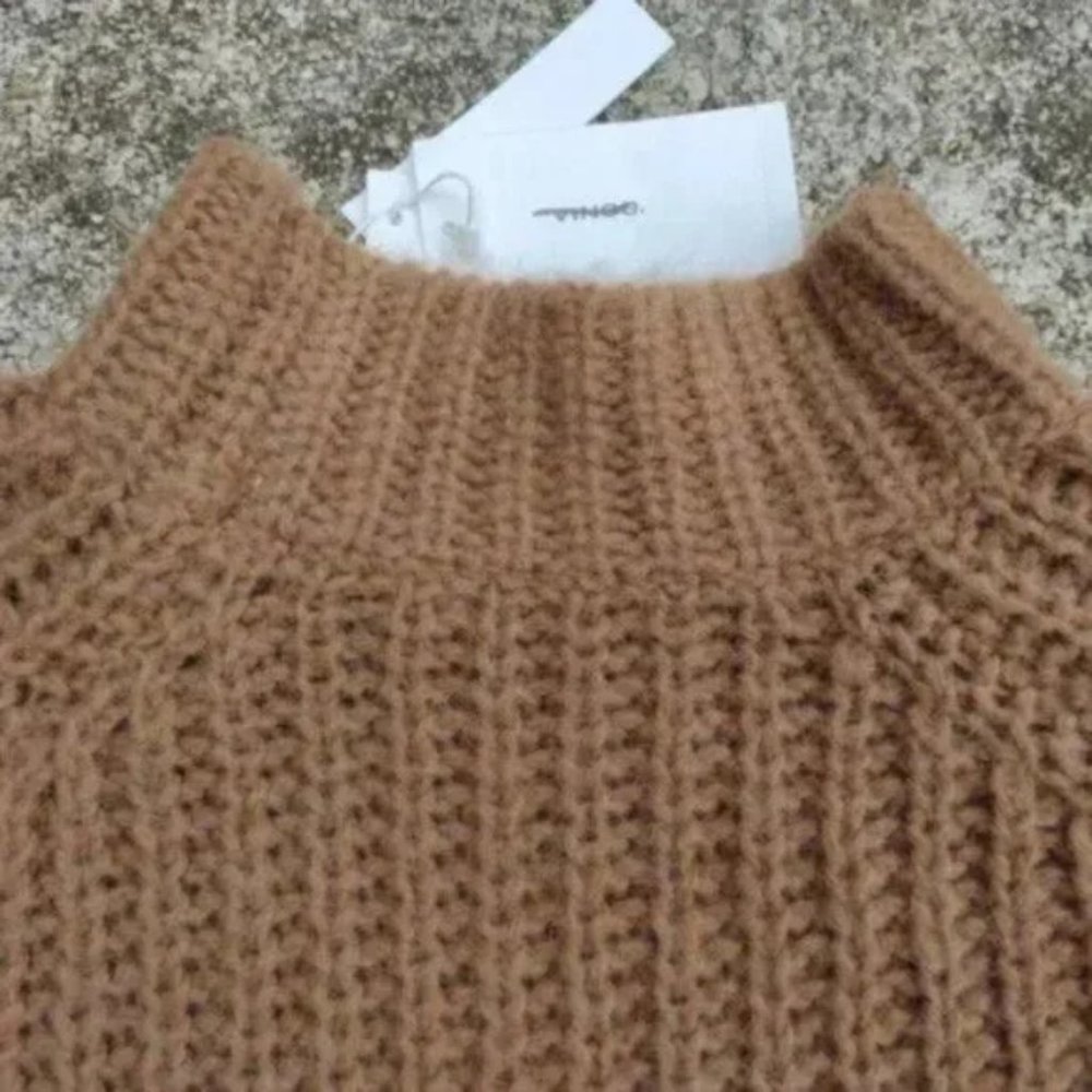 Vince Alpaca Mohair Mock Neck Sweater M Brown Marled NWT Winter Holiday - Picture 4 of 7